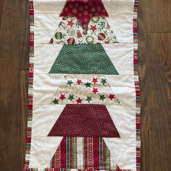 Christmas Holiday Quilted Table Runner Handmade 40” X 13 1/2” - Picture 4 of 5